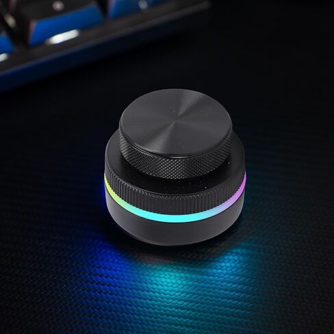 Customizable RGB Media Controller Knob, Dual Rotary Dials for Volume & Page Turning, 2.4G BT USB C Programmable Shortcut Device for PC Tablet in Kuwait