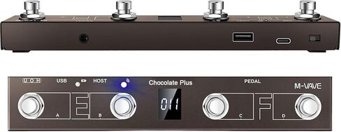 وحدة تحكم القدم M-VAVE Chocolate Plus MIDI، دواسة MIDI لاسلكية مع 4 مفاتيح قدم قابلة للبرمجة، دواسة تقليب الصفحات القابلة لإعادة الشحن BT لـ DAW، دواسة حلقة وموالف، متوافقة مع iOS Android Windows Mac in Kuwait