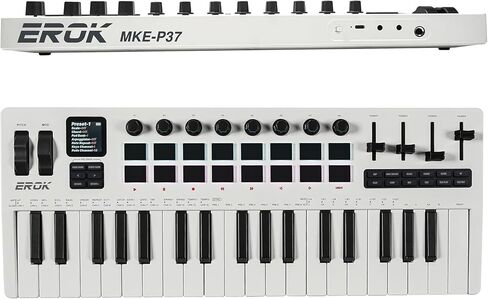 EROK 37 Keys MIDI Keyboard Controller with 3.5mm MIDI Output, 16 Backlit Drum Pads, 8 Knobs, DAW Integration & Arpeggiator, Music Production Equipment and Studio Controller (Dark) in Saudi Arabia