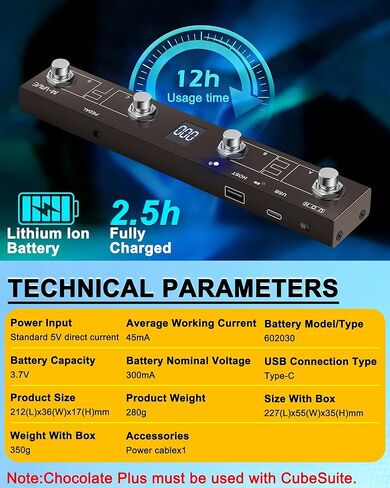 وحدة تحكم القدم M-VAVE Chocolate Plus MIDI، دواسة MIDI لاسلكية مع 4 مفاتيح قدم قابلة للبرمجة، دواسة تقليب الصفحات القابلة لإعادة الشحن BT لـ DAW، دواسة حلقة وموالف، متوافقة مع iOS Android Windows Mac in Kuwait