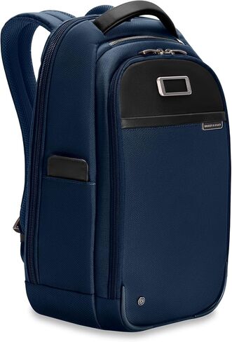 Briggs & Riley Medium Backpack for Women & Men - Daypack for Work, Personal Item Travel Bag, Carry On Size, Lightweight & Durable, Padded Straps, Fits up to 14" Laptop - @work Collection, Navy in Kuwait