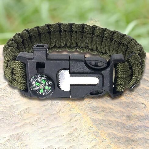 5-in-1 Braided Rope Outdoor Hiking Camping Emergency Lifesaving Bracelet - Green in Saudi Arabia