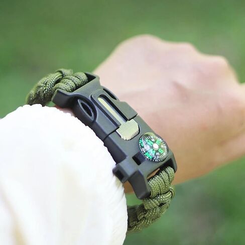 5-in-1 Braided Rope Outdoor Hiking Camping Emergency Lifesaving Bracelet - Green in Saudi Arabia