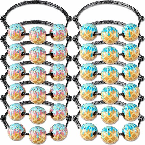 Kigeli 12pcs Baseball Ice Cream Drip Charm Bracelets Adjustable Sport Wristbands with Ice Cream Drip Beads Baseball Team Gifts for Women Men in Saudi Arabia