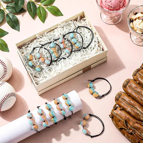 Kigeli 12pcs Baseball Ice Cream Drip Charm Bracelets Adjustable Sport Wristbands with Ice Cream Drip Beads Baseball Team Gifts for Women Men in Saudi Arabia