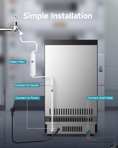 EUHOMY Commercial Ice Maker Machine,85lbs/24H,36 Ice Cubes in 8-12 Mins,Under Counter Ice Maker with Water Filter,12lbs Storage Capacity,Freestanding Ice Machine for Home/Bar/Cafe/Restaurant in Kuwait