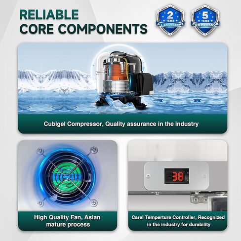 29" Commercial Sandwich Prep Table Refrigerator - One Door Stainless Steel Fright with 8 Pans, 8 Cu.Ft Capacity, Low Noise, Adjustable Shelves, Auto Defrost, Digital Temp Control in Kuwait