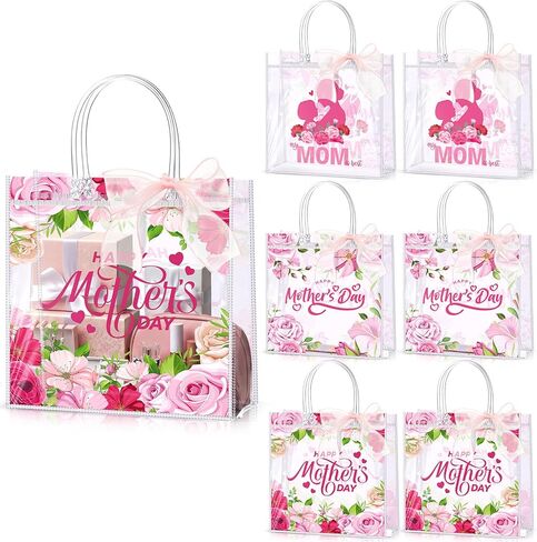 Blosssound 30 Pcs Teacher Appreciation Gift Bags with Handles Clear PVC Teach Bags with Organza Ribbon Roll Reusable Plastic Gift Pouches for Teachers' Day Graduation Retirement Xmas Gift Wrap in Saudi Arabia