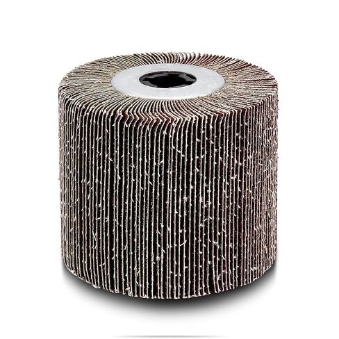Flap Sanding Drum, 4.5"x4" 3/4" Quad Keyway, 120 Grit Aluminum Oxide for Rust & Burr Removal, Surface Conditioning Tool for Metal/Wood, Burnishing Brush for Polishers in Saudi Arabia