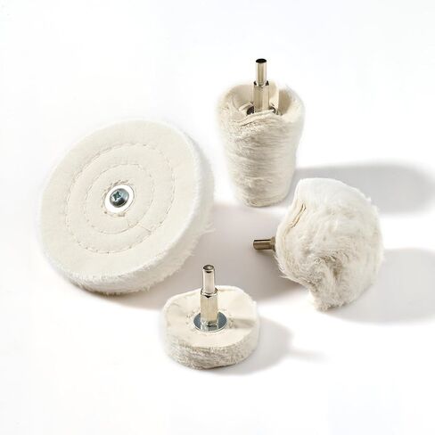 مجموعة عجلات تلميع مكونة من 4 قطع مع أعمدة سداسية مقاس 1/4 بوصة للمثقاب وأداة التلميع - تناسب الأدوات الكهربائية والهوائية للمعادن والخشب والمجوهرات والزجاج وتلميع سطح السيراميك in Kuwait