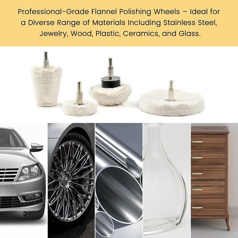 مجموعة عجلات تلميع مكونة من 4 قطع مع أعمدة سداسية مقاس 1/4 بوصة للمثقاب وأداة التلميع - تناسب الأدوات الكهربائية والهوائية للمعادن والخشب والمجوهرات والزجاج وتلميع سطح السيراميك in Kuwait
