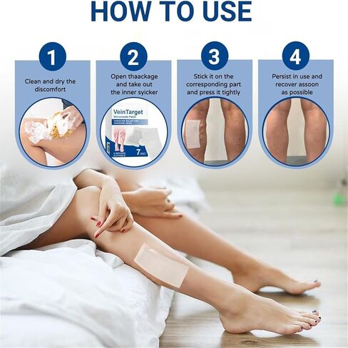 Vein Target Microdarts Patch, Professional Varicose Veins Treatment for Legs Patchs, GFOUK Veintarget Microdarts Patch, Natural Ingredients Leg Treatment for All Skin Types (2 Pack) in Kuwait