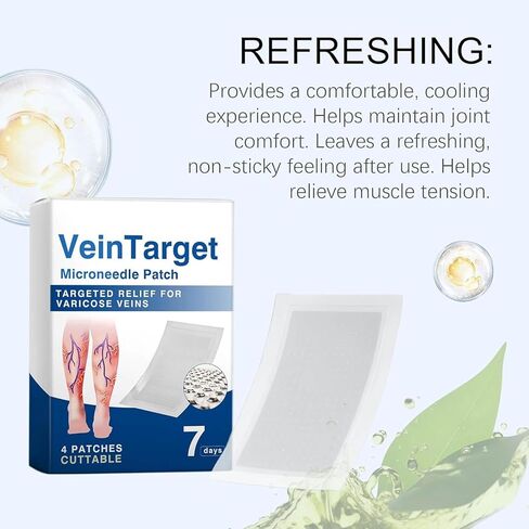 Vein Target Microdarts Patch, Professional Varicose Veins Treatment for Legs Patchs, GFOUK Veintarget Microdarts Patch, Natural Ingredients Leg Treatment for All Skin Types (2 Pack) in Kuwait