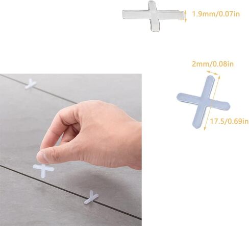 2000 Pack Tile Spacers 1/12'' 2mm Gaps Ceramic Wall Floor Tile Spacer Cross Spacing Installation Laying Joint Retaining Separators Tool for Tiling Positioning Clip Leveling System Construction in Saudi Arabia