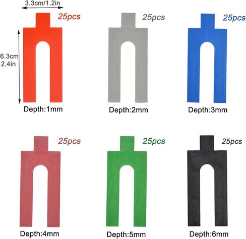 150 قطعة من الحشوات البلاستيكية للتسوية، حشوات حائط الفيديو، مجموعة فواصل البلاط على شكل حرف U 1 مم، 2 مم، 3 مم، 4 مم، 5 مم، 6 مم، حشوات بلاستيكية رفيعة لتركيب باب النافذة، أعمال النجارة in Kuwait