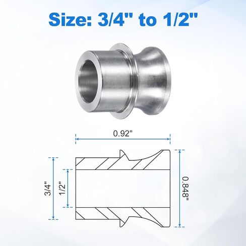 uxcell 4 Pcs High Misalignment Spacer, 3/4" to 1/2" Standard Ball Width Stainless Steel Rod End Spacers in Saudi Arabia
