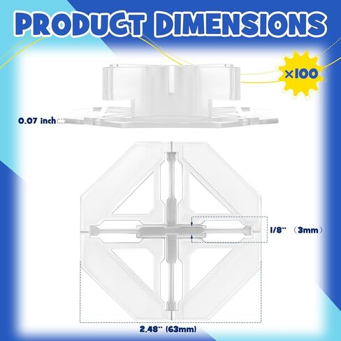 Thyle 100 Pcs 1/8"(3mm) Outdoor Spacers for Tile and Pavers Cross Tile Spacer for Spacing of Floor or Wall Tiles Plastic Leveling Clips for Installation of Pavers over Sand Gravel or Grass in Saudi Arabia