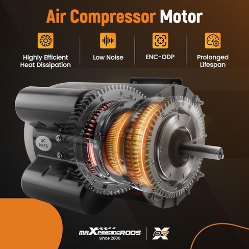 محرك كهربائي لضاغط الهواء maxpeedingrods 5HP SPL، 56 إطارًا 3450 دورة في الدقيقة، جهد 230 فولت 15.0 أمبير، عمود مفتاح 5/8 بوصة، دوران CCW، طول عمود 1.88 بوصة لضواغط الهواء in Saudi Arabia