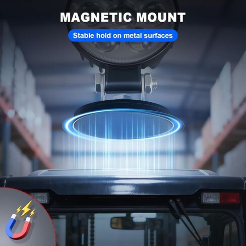 ضوء سلامة الرافعة الشوكية LED ضوء بقعة أزرق مع حامل مغناطيسي، جهد عريض DC10-80V، مقاوم للماء IP68، غطاء من الألومنيوم، تحذير مدمج سهل التركيب لسلامة مستودع الرافعة الشوكية/AGV (قطعتان) in Kuwait