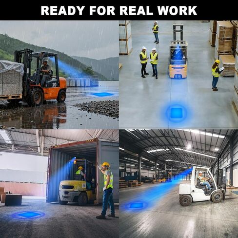 ضوء سلامة الرافعة الشوكية LED ضوء بقعة أزرق مع حامل مغناطيسي، جهد عريض DC10-80V، مقاوم للماء IP68، غطاء من الألومنيوم، تحذير مدمج سهل التركيب لسلامة مستودع الرافعة الشوكية/AGV (قطعتان) in Kuwait
