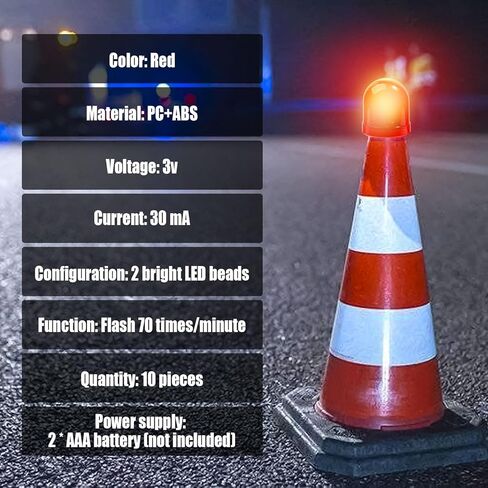 10PCS LED Traffic Cone Lights 360 Degree Emergency Flashing Light 3 Flashing Modes for Collapsible Cones Traffic Safety and Emergencies in Saudi Arabia
