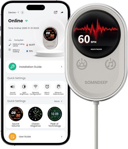 Contactless Smart Sleep Monitor, Heart Rate & Breathing Pattern Monitoring, Latest Millimeter-Wave Radar Technology, Contactless & Secure, Personalized Sleep Tracking & Report in Saudi Arabia