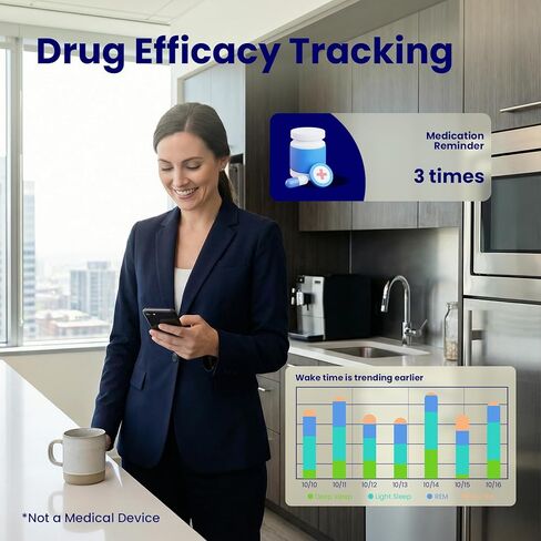Contactless Smart Sleep Monitor, Heart Rate & Breathing Pattern Monitoring, Latest Millimeter-Wave Radar Technology, Contactless & Secure, Personalized Sleep Tracking & Report in Saudi Arabia