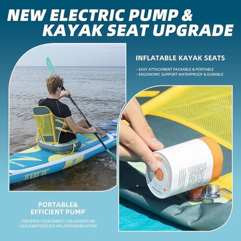لوح مجداف SUP قابل للنفخ مقاس 11'/11'6" x 33"/34" x 6" - لوح مجداف عريض جدًا وثابت مع مجموعة ملحقات كاملة ممتازة للبالغين والشباب in Saudi Arabia