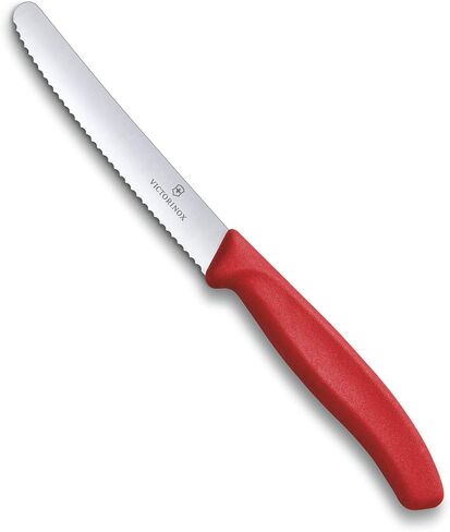 Victorinox 6.7831 Swiss Classic Tomato and Table Knife Ideal for Cutting Fruits and Vegetables with Soft Skin Serrated Blade in Red, 4.3 inches in Saudi Arabia