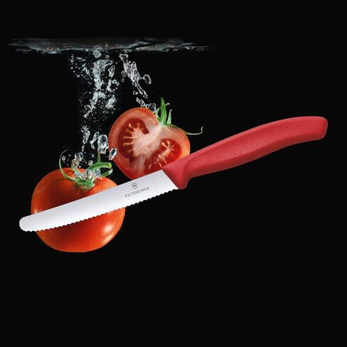 Victorinox 6.7831 Swiss Classic Tomato and Table Knife Ideal for Cutting Fruits and Vegetables with Soft Skin Serrated Blade in Red, 4.3 inches in Saudi Arabia