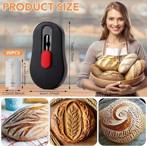 SUMAJU Magnetic Bread Lame with Extractable Blade - 20 Razor Blades,Dough Scoring Tool for Sourdough Breads baking & Bread Making Tools in Kuwait