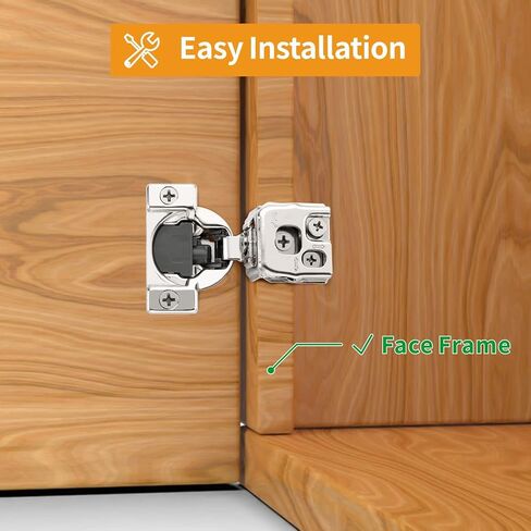 Chibery 50 Pack 1-1/4" Overlay 3D Soft Close Concealed Hinge for Face Frame Door, Smooth Slow Self Closing Hinges, Satin Nickel, Hidden 105° Open Angle Stainless Steel Hinge for Kitchen Cabinet Door in Saudi Arabia
