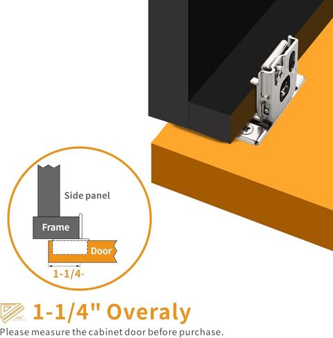 Chibery 50 Pack 1-1/4" Overlay 3D Soft Close Concealed Hinge for Face Frame Door, Smooth Slow Self Closing Hinges, Satin Nickel, Hidden 105° Open Angle Stainless Steel Hinge for Kitchen Cabinet Door in Saudi Arabia