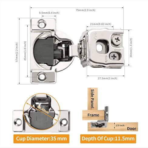 Chibery 50 Pack 1-1/4" Overlay 3D Soft Close Concealed Hinge for Face Frame Door, Smooth Slow Self Closing Hinges, Satin Nickel, Hidden 105° Open Angle Stainless Steel Hinge for Kitchen Cabinet Door in Saudi Arabia