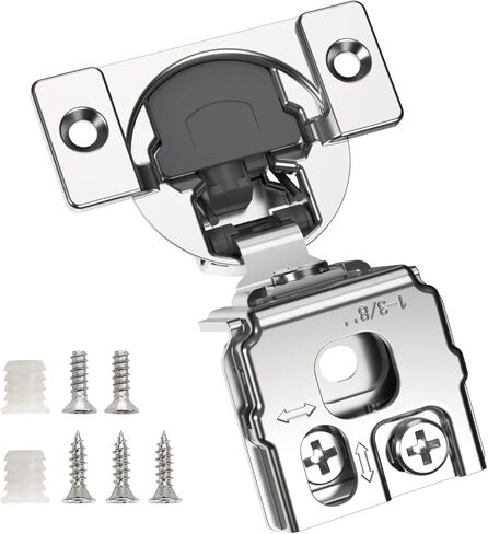 Chibery 50 Pack 1-1/4" Overlay 3D Soft Close Concealed Hinge for Face Frame Door, Smooth Slow Self Closing Hinges, Satin Nickel, Hidden 105° Open Angle Stainless Steel Hinge for Kitchen Cabinet Door in Saudi Arabia
