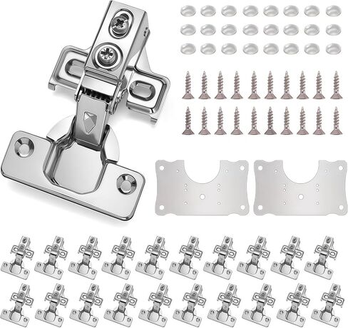 Cabinet Hinges - 24 Pack for 1/2 inch Overlay Cabinet, Face Frame Concealed 105Deg Self Closing Hinges, Stainless Soft Close Cabinet Door Hinges with Mounting Screws and Repair Plate in Saudi Arabia