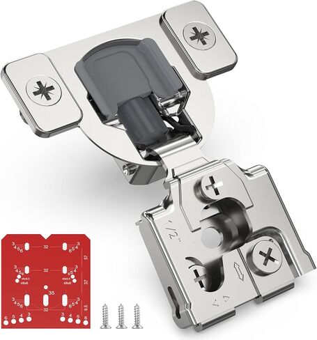 Chibery 60 حزمة 1/2 "تراكب 3D لينة إغلاق المفصلي المخفي لباب إطار الوجه، مفصلات الإغلاق الذاتي، 105 درجة إغلاق بطيء سلس تماما، مفصلة الفولاذ المقاوم للصدأ المخفية لباب خزانة المطبخ، النيكل الساتان in Saudi Arabia