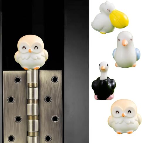 Hinge Heads Decorative Topper Set 4PCS, Home Decoration,Magnetic Hinge Head Toppers Door Hinge, Cute Mini Creative Pelican Bird,Seagull, Ostrich, Owl Resin Ornament in Saudi Arabia