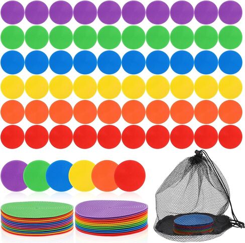60PCS Floor Spot Markers with 1PCS Bag 4 Inch Non Slip Spot Markers Floor Spots for Gym Floors Basketball Football Soccer Sports Speed Agility Training Gym Dance(6 Colors) in Saudi Arabia
