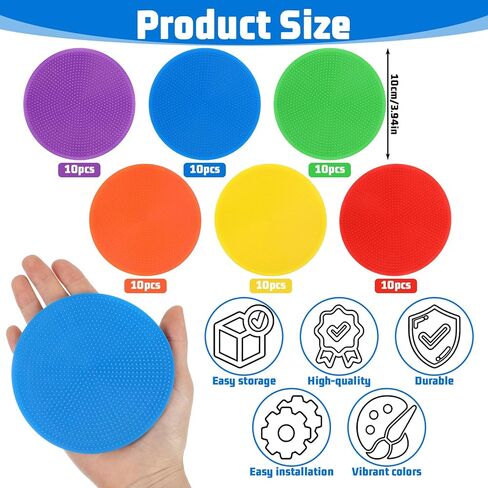 60PCS Floor Spot Markers with 1PCS Bag 4 Inch Non Slip Spot Markers Floor Spots for Gym Floors Basketball Football Soccer Sports Speed Agility Training Gym Dance(6 Colors) in Saudi Arabia