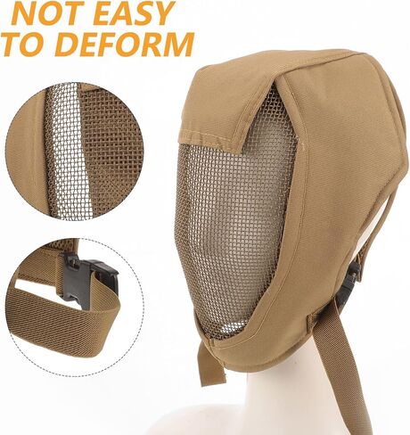 NOLITOY Fencing Face Guard Full Metal Mesh Mask Cover, Breathable Steel Wire Protective Mask for Outdoor Field Operation, Anti-Impact Fencing Accessory in Mud Color in Saudi Arabia