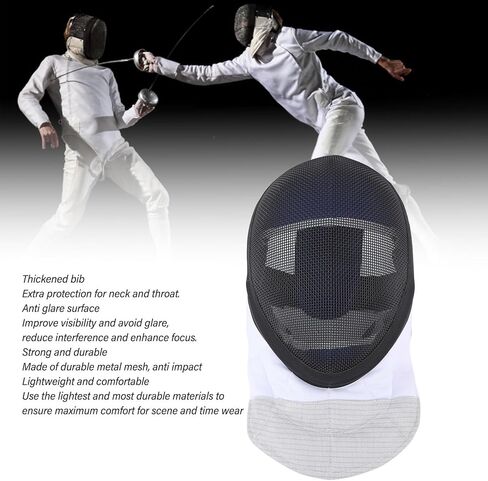 Fencing Sports Mask Reliable Protection Lightweight and Comfortable for Daily Practice and Competition Metal Mesh Black(S) (L) in Saudi Arabia