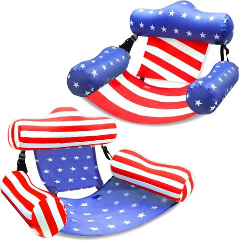 2 Pack Inflatable Pool Floats Adults, Pool Floaties Chairs Lounger with Cup Holders & Backrest, Blow Up Swimming Pool Noodle Floating Lounger for Adult Summer Water Fun Party, Beach Vacation Essential in Saudi Arabia
