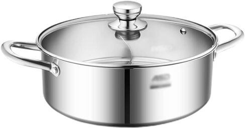 Stainless Steel Shabu Hot Pot, with Divider and Lid, for Induction Cooktop Gas Stove Silver/One Color/5.5L in Saudi Arabia