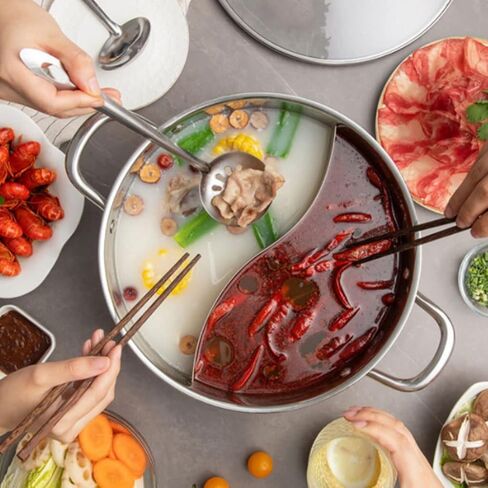 Stainless Steel Shabu Hot Pot, with Divider and Lid, for Induction Cooktop Gas Stove Silver/One Color/5.5L in Saudi Arabia