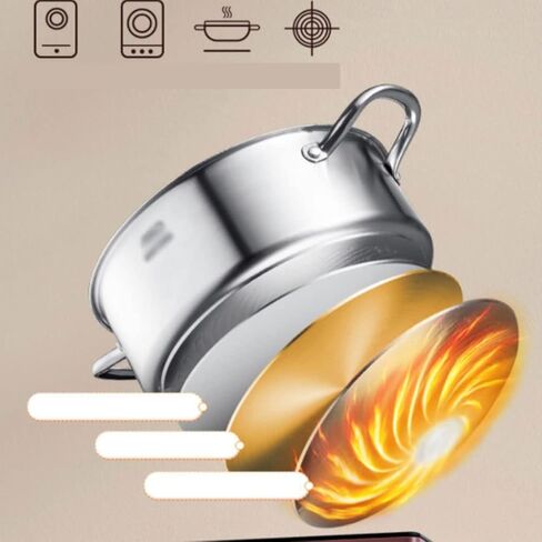 Stainless Steel Shabu Hot Pot, with Divider and Lid, for Induction Cooktop Gas Stove Silver/One Color/5.5L in Saudi Arabia