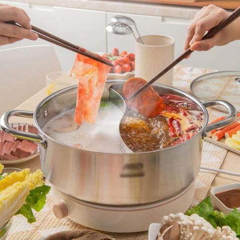 Stainless Steel Shabu Hot Pot, with Divider and Lid, for Induction Cooktop Gas Stove Silver/One Color/5.5L in Saudi Arabia