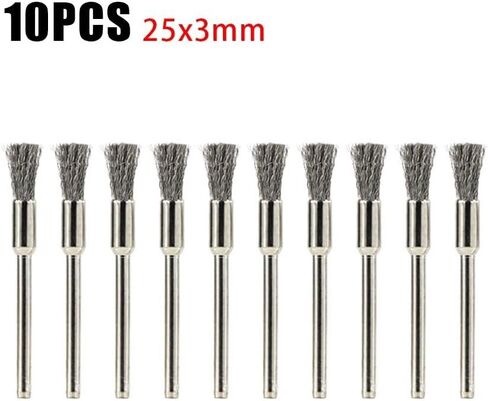 Stainless Steel Wire Brush for Electric Rotary Drill, 5 x 3mm Filament Diameter, Flat Shape, 35mm Handle Length, 10-Pack in Saudi Arabia