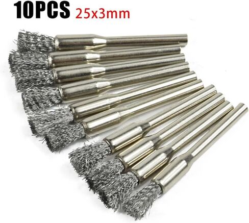 Stainless Steel Wire Brush for Electric Rotary Drill, 5 x 3mm Filament Diameter, Flat Shape, 35mm Handle Length, 10-Pack in Saudi Arabia