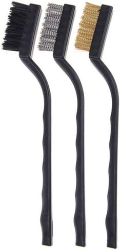 1 Pack Wire Brush, 7 Inch Stainless Steel Copper Nylon Cleaning Tool for Rust Removal on Machinery Molds Parts Black Handle in Saudi Arabia